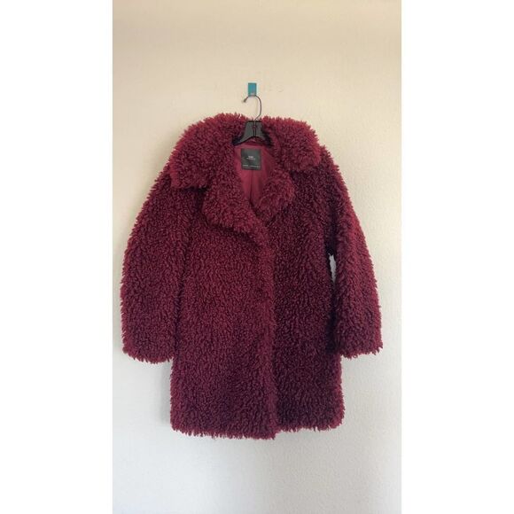 Zara Burgundy Teddy Coat XS - Picture 6 of 8